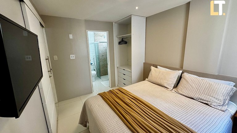 Bedroom and Living Room 200mt Ponta Verde beach. 2 bathrooms