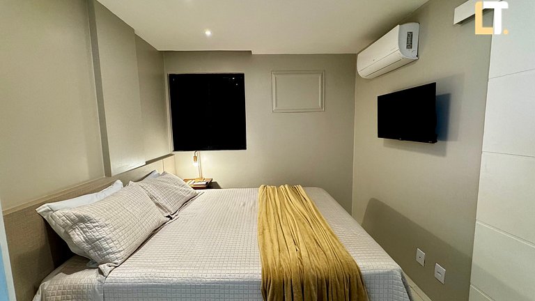 Habitación y Salón a 200mt playa Ponta Verde con 2 baños