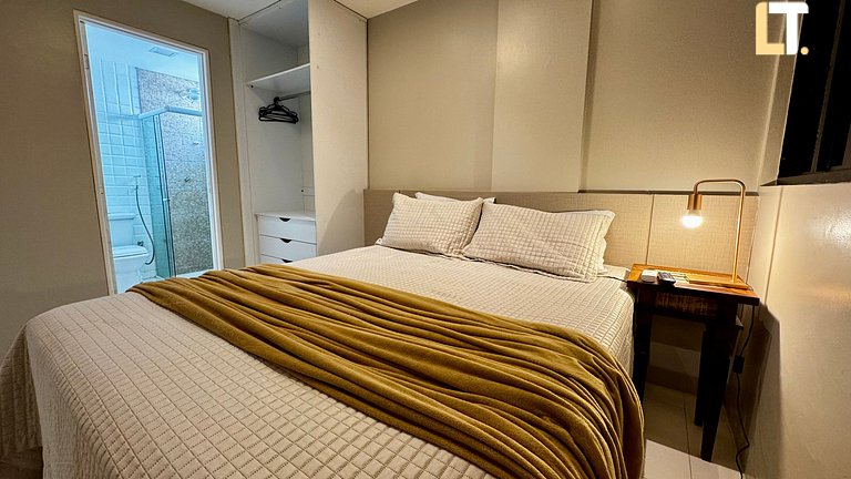 Bedroom and Living Room 200mt Ponta Verde beach. 2 bathrooms