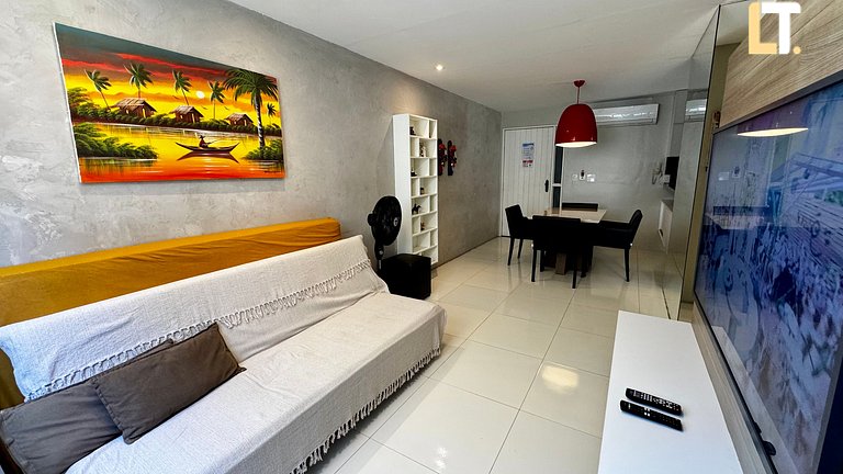 Bedroom and Living Room 200mt Ponta Verde beach. 2 bathrooms